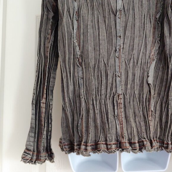 Womens Crepe Faded Grunge Rocker Steampunk Regency Victorian Vampire Shirt L - Picture 12 of 14